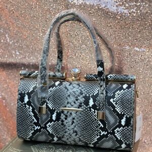 Snake Print Purse NWT with Jeweled Clip Closure